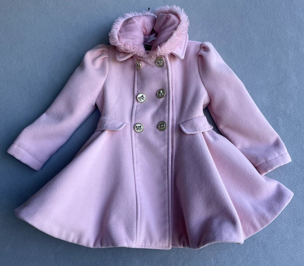 S. ROTHSCHILD & CO. GIRLS PINK PRINCESS DRESS COAT WITH FAUX COLLAR - SIZE 4T